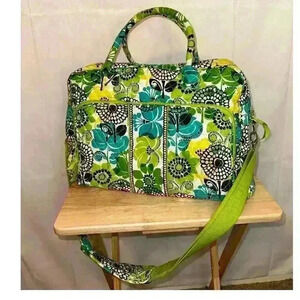 Vera Bradley Colorful Limes Up Green Floral Large Duffle Bag‎ Spacious & Stylish